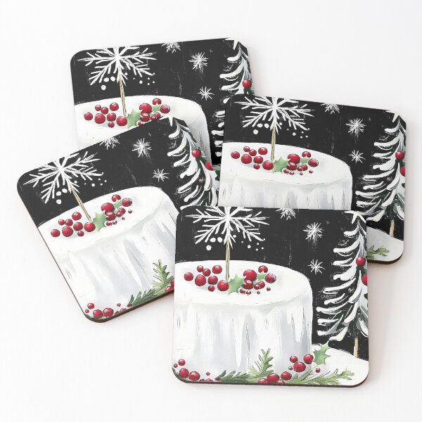 Item preview, Festive Christmas Frosted Cake with Red Berries and Snowflake Topper Holidays Abstract Art AI Generated designed and sold by OlfactoART Studio.