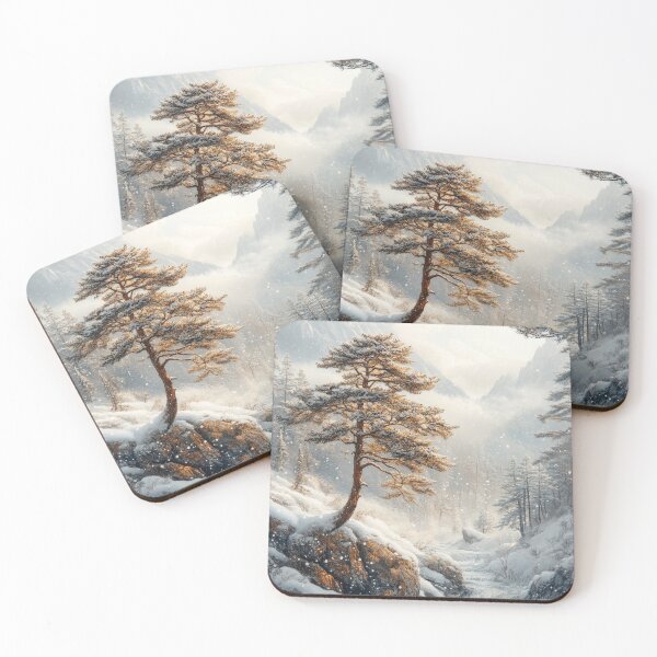 Item preview, A pine tree on the side of an icy mountain stream designed and sold by MargaretWiktor.