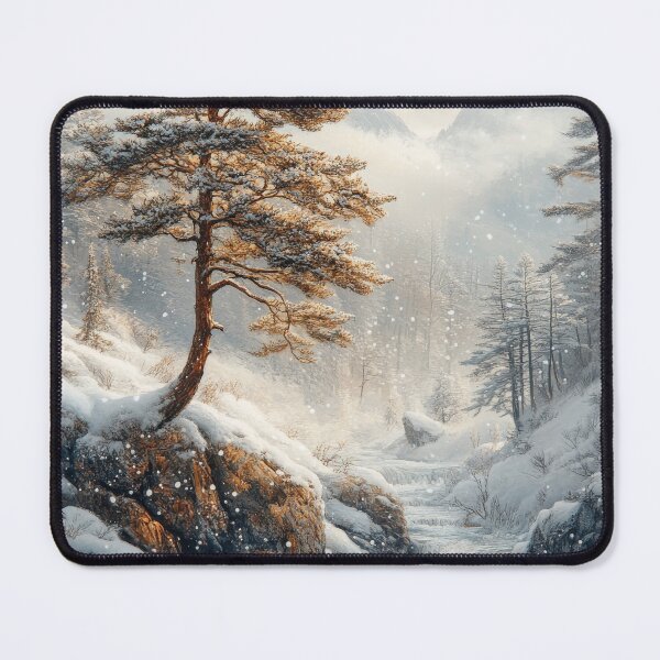 Item preview, A pine tree on the side of an icy mountain stream designed and sold by MargaretWiktor.
