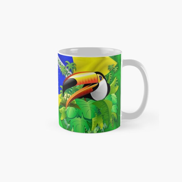 Toco Toucan on Brazil Flag Classic Mug