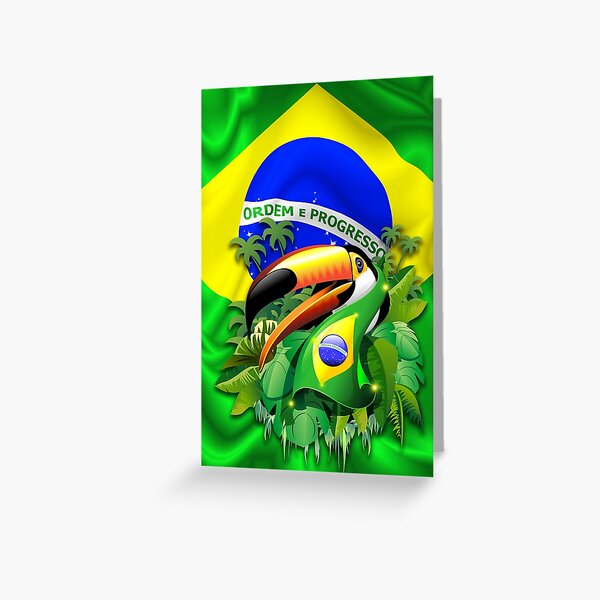 Toco Toucan on Brazil Flag Greeting Card