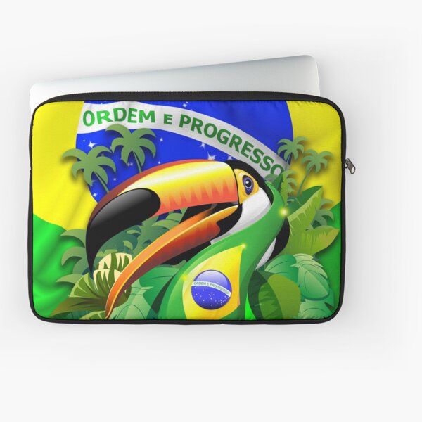 Toco Toucan on Brazil Flag Laptop Sleeve