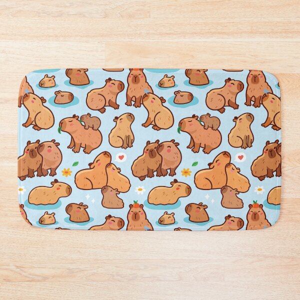 Item preview, Capybara family on blue designed and sold by PenguinHouse.