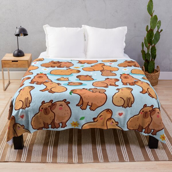 Item preview, Capybara family on blue designed and sold by PenguinHouse.