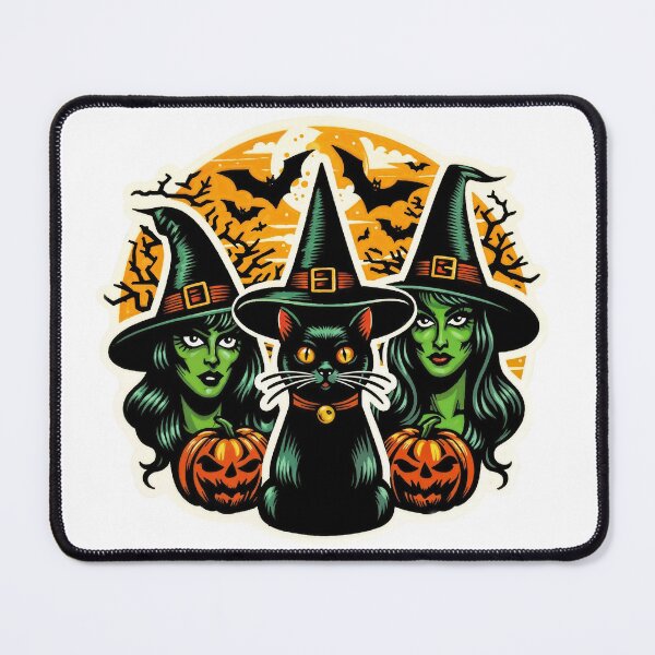 Item preview, Enchanting Witches with Black Cat and Pumpkins - Halloween Vibes designed and sold by Anastasiia Lang.