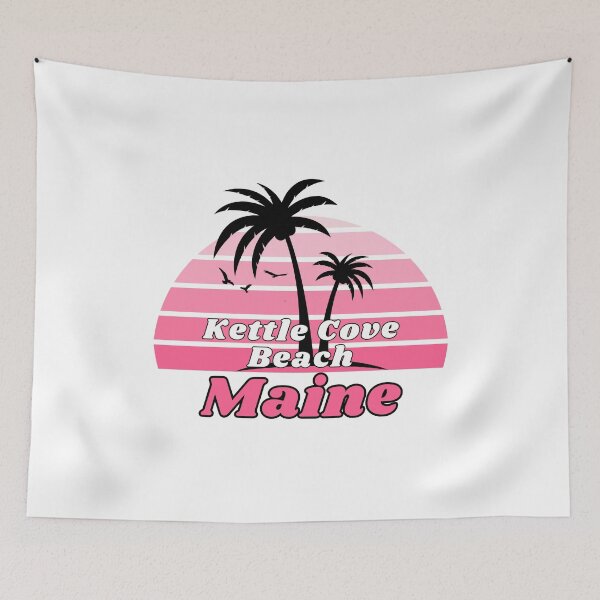 Item preview, Retro Cool Kettle Cove Beach Maine Palm Tree at Sunset designed and sold by karmdaf.