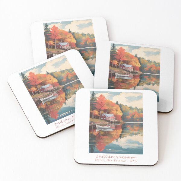 Item preview, Vintage Minimal Retro Autumn Travel Poster – Indian Summer in Maine, New England designed and sold by pod24.