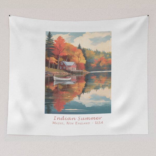 Item preview, Vintage Minimal Retro Autumn Travel Poster – Indian Summer in Maine, New England designed and sold by pod24.