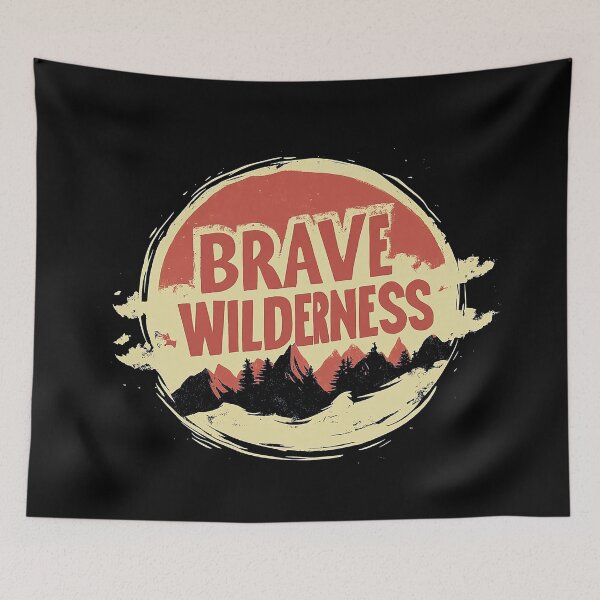 Item preview, Brave Wilderness Retro Mountain Adventure Design designed and sold by Retro Travel Design.