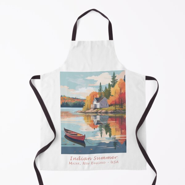 Item preview, Vintage Minimal Retro Autumn Travel Poster - Indian Summer Lake House, Maine, New England" designed and sold by pod24.