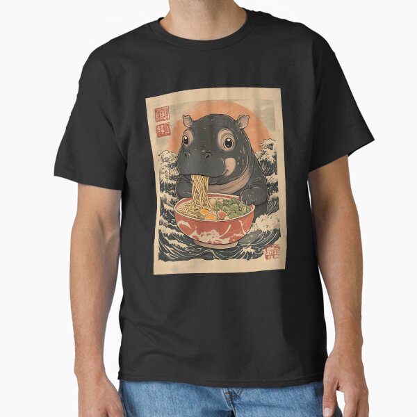 Item preview, Moo Deng Hippo Eat Ramen For Japanese Style Fan, Kawaii Anime Gift For Fan designed and sold by Coli-man.