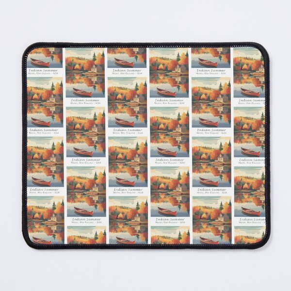 Item preview, Autumn Vintage Retro Travel Poster – Indian Summer Lake House in Maine, New England designed and sold by pod24.