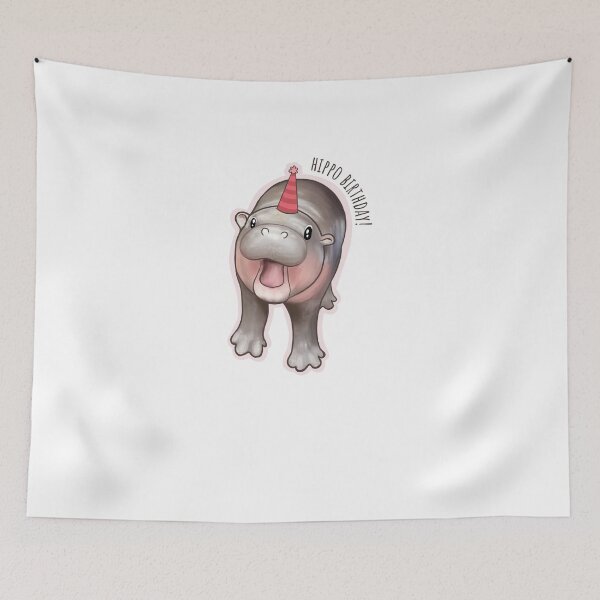 Item preview, Hippo Birthday! Funny Pygmy hippo designed and sold by GosiaArtGarden.