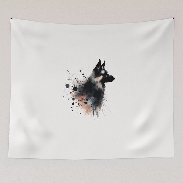 Item preview, Abstract watercolor painting of a German Shepherd designed and sold by chessnegocios.