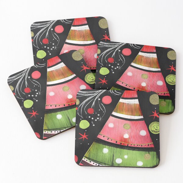 Item preview, Whimsical Festive Christmas Tree with Bold Bands and Polka Dots Abstract Art AI Generated designed and sold by OlfactoART Studio.