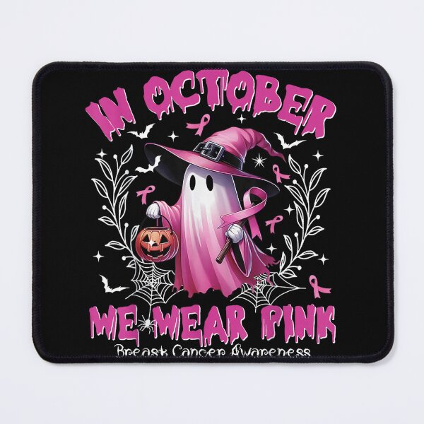 Item preview, In October We Wear Pink Ghost Witch Breast Cancer Awareness designed and sold by creatikatz.