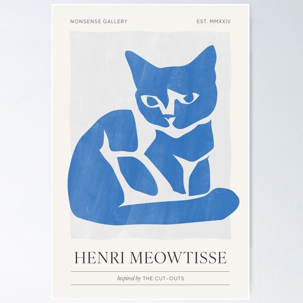 Item preview, Matisse Cat Inspired by The Cut Outs in Cobalt Blue designed and sold by Nonsense Goods.