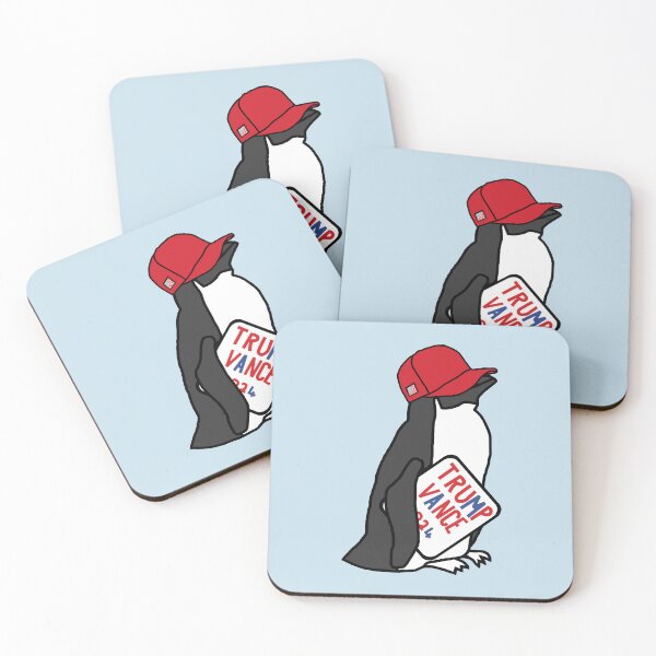 Item preview, Red Trucker Hat Penguin with Trump Vance 2024 Sign designed and sold by ellenhenry.