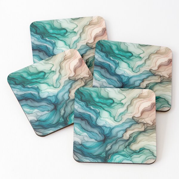 Item preview, Abstract Fluid Ink Art with Teal, Green, and Beige Tones. designed and sold by PixelParinda.