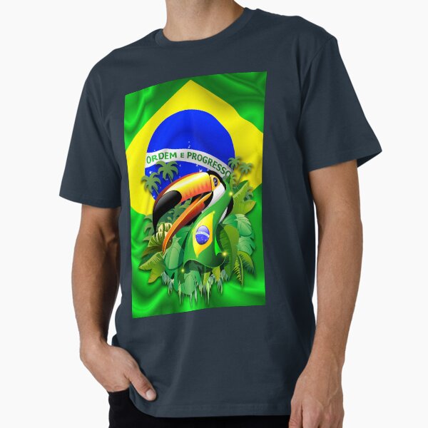 Toco Toucan on Brazil Flag Premium T-Shirt