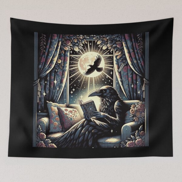 Item preview, Moonlit Reading of the Noble Raven Lady designed and sold by LegademaArt.