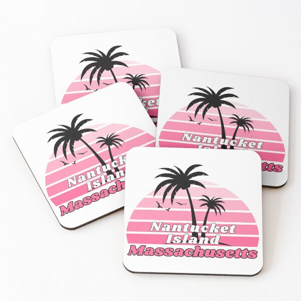 Item preview, Retro Nantucket Island Beach Massachusetts Palm Tree at Sunset Souvenirs designed and sold by karmdaf.