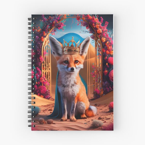 Item preview, Fennec fox king in front of a floral gate in a desert designed and sold by EmeraldeaArt.