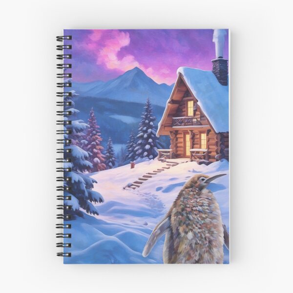 Item preview, PESTO PENGUIN IN SNOWY CABIN WINTER SCENE designed and sold by Arts4U.