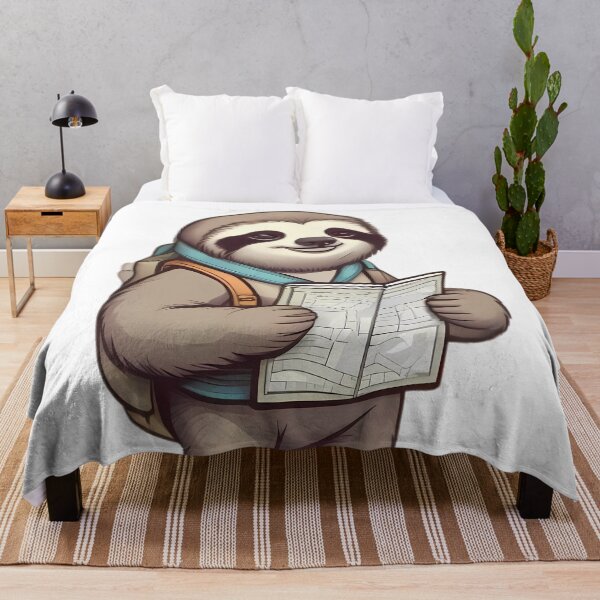 Item preview, Sloth dressed in hiking gear, holding a small map designed and sold by Shanon's Designs.