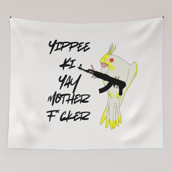 Item preview, Yippee Ki Yay Mother F*cker - Cockatiel with a gun designed and sold by InsanelyD.
