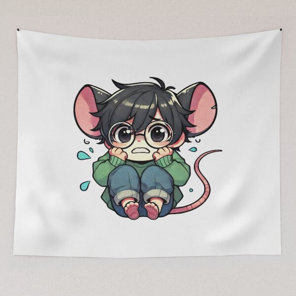 Item preview, Kawaii Shy Mouse in Panic Cute Anime Art designed and sold by kylmllr101684.
