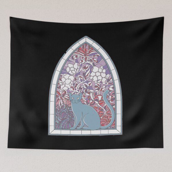 Item preview, Stainglass Cat Retro Gothic Portal designed and sold by VitrauxNoirs.