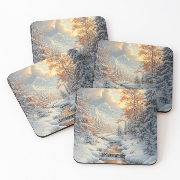 Item preview, Small stream flowing through the valley in the snowy mountains. designed and sold by MargaretWiktor.