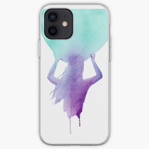 Surfer Girl Heading Out, Surf Art, Surfboard in Purple and Blue iPhone Soft Case