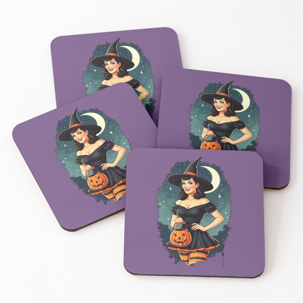 Item preview, Retro Pinup Lady Dressed as Witch with Jack-o-Lantern Treat Bag – Classic Halloween Design designed and sold by Claw Prod Co.