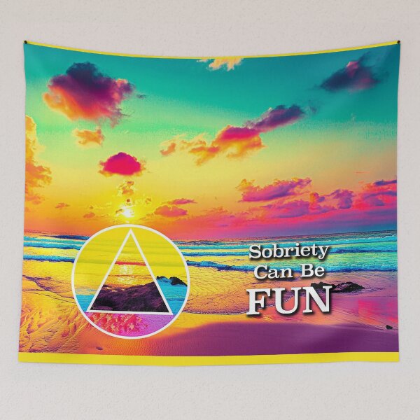 Item preview, Sobriety Can Be FUN AA Slogan Beach at Sunrise designed and sold by ApexDesigners.