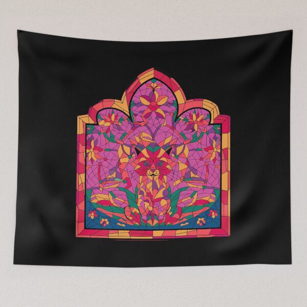 Item preview, Stainglass Cat Retro Gothic Portal designed and sold by VitrauxNoirs.