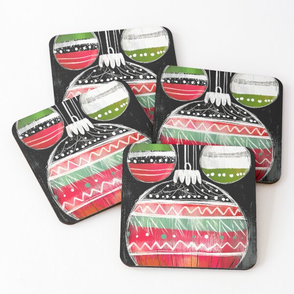 Item preview, Modern Christmas Ornaments with Vibrant Patterns in Red, Green, White, and Black AI Generated designed and sold by OlfactoART Studio.