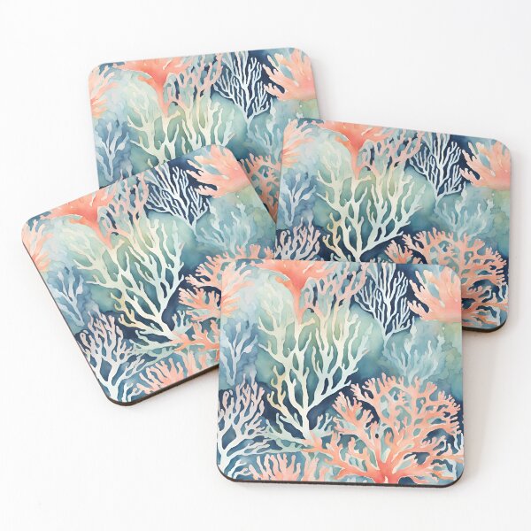 Item preview, Navy Blue Teal Orange Coral Reef Beach Coastal designed and sold by SeaStarAlex.