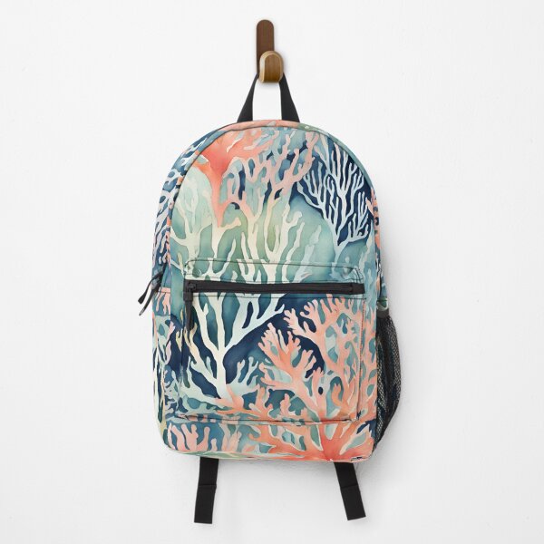 Item preview, Navy Blue Teal Orange Coral Reef Beach Coastal designed and sold by SeaStarAlex.