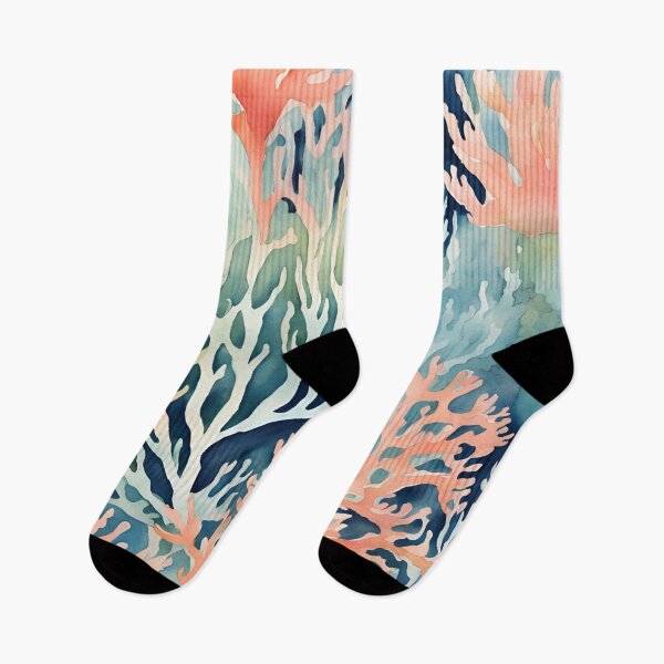 Item preview, Navy Blue Teal Orange Coral Reef Beach Coastal designed and sold by SeaStarAlex.