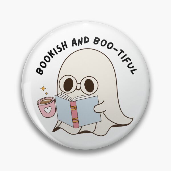 Item preview, Cute Ghost, phrase: Bookish and Boo-tiful designed and sold by mysummerland.
