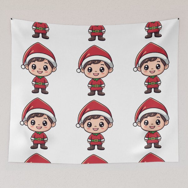 Item preview, Happy Christmas Elf in Santa Hat designed and sold by IllustrifyArts.