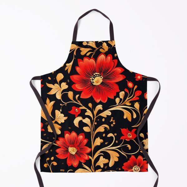 Item preview, FLORAL AND TROPICAL PATTERN O12 - Gift items and personal use / Pattern, Red, Leaves, Black, Flowers, Nature, Russian, Golden, Print, Art designed and sold by LumDesignArt.