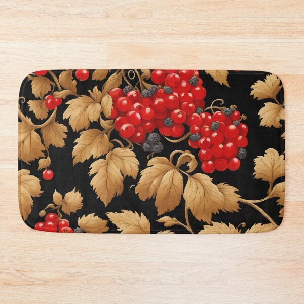 Item preview, FLORAL AND TROPICAL PATTERN O28 - Gift items and personal use / Pattern, Red, Leaves, Black, Blueberry, Berries, Nature, Russian, Golden, Currants, Print, Art designed and sold by LumDesignArt.