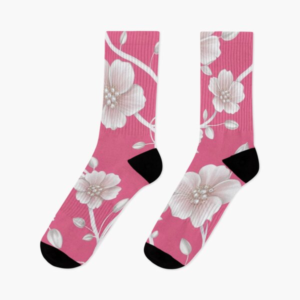 Item preview, Pearl Pink White Flowers On Vibrant Pink Background designed and sold by burbankdesigns.