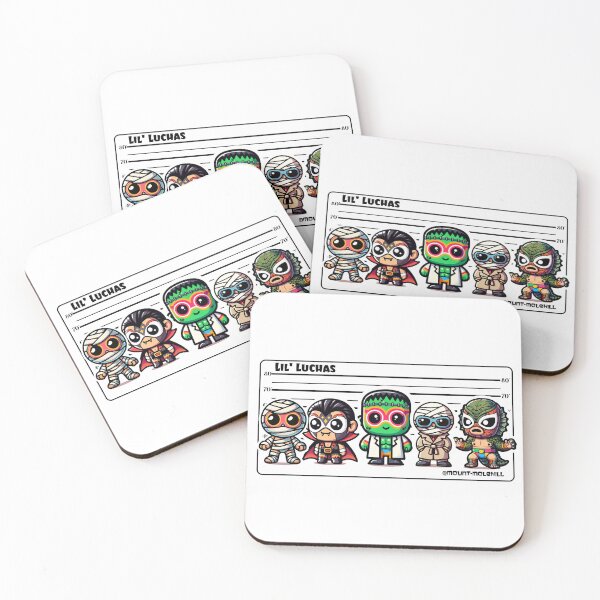Item preview, Cute Luchadors in Monster Costumes – Halloween Police Lineup Mashup designed and sold by Mount-Molehill.