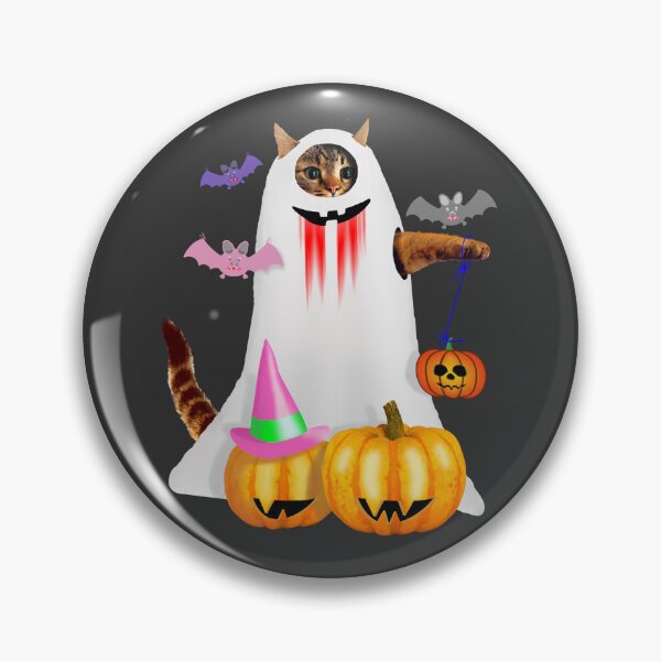 Item preview, Halloween - a cat in a ghost costume and pumpkins designed and sold by Andy-und-Andy.