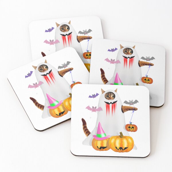 Item preview, Halloween - a cat in a ghost costume and pumpkins designed and sold by Andy-und-Andy.