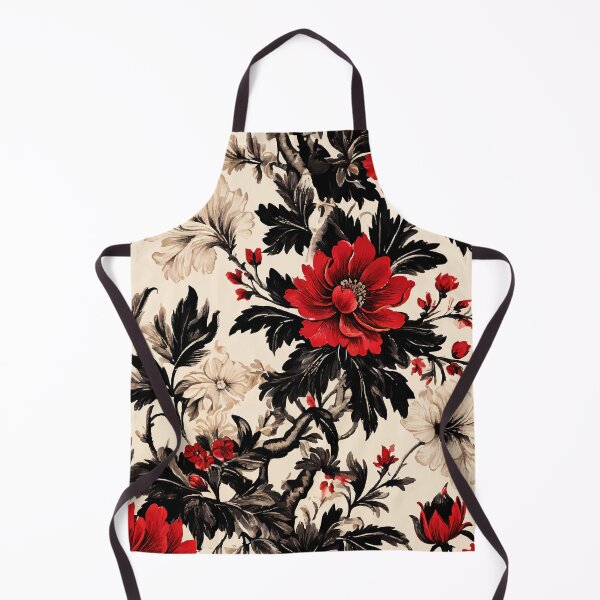 Item preview, FLORAL AND TROPICAL PATTERN O29 - Gift items and personal use / Toile, Red, Leaves, Black, Flowers, Cream, Vintage, Ornamented, Art designed and sold by LumDesignArt.
